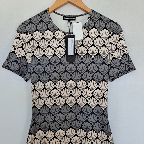 Markus Lupfer Viscose Knit Shell Print Sweater Knit Dress Medium M - Picture 5 of 11